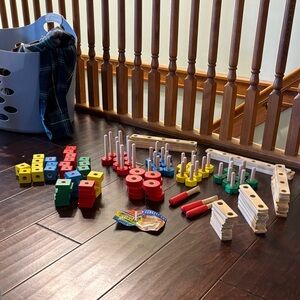 Melissa & Doug Colorful Wooden Building Blocks Set